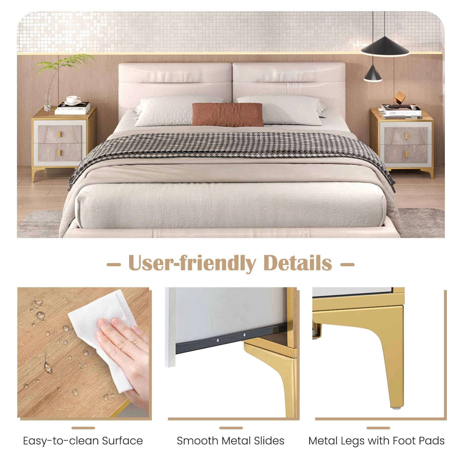 Giantex Modern Nightstand with 2 Drawers