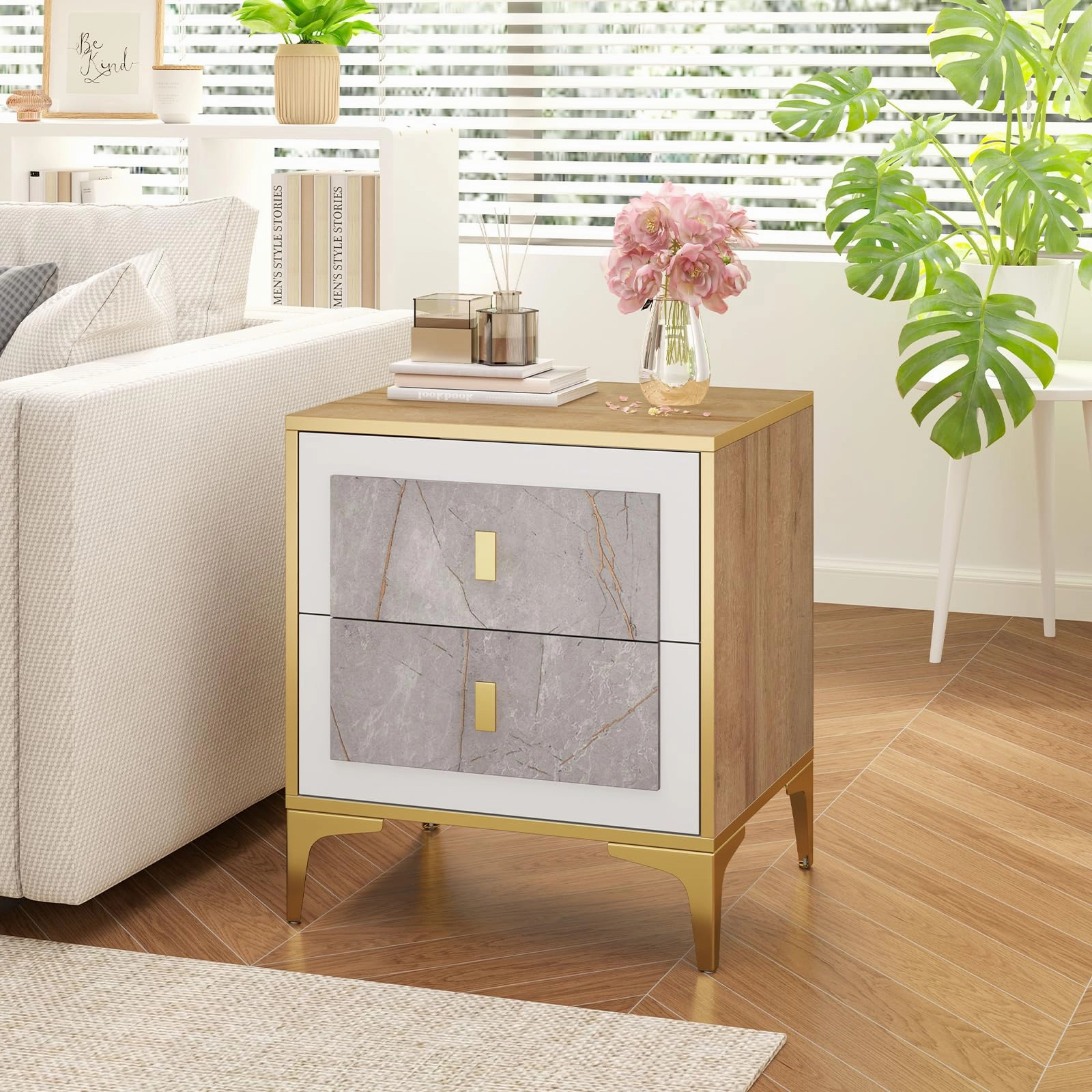 Giantex Modern Nightstand with 2 Drawers
