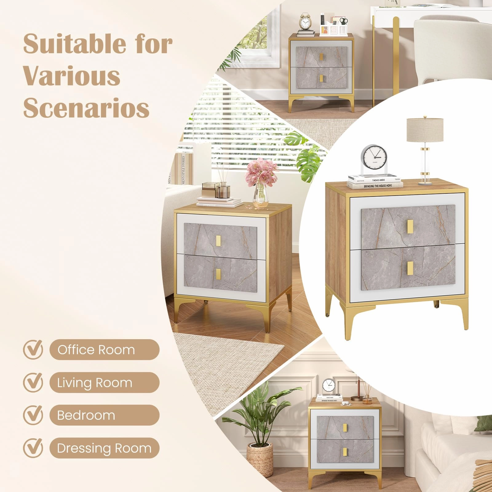 Giantex Modern Nightstand with 2 Drawers