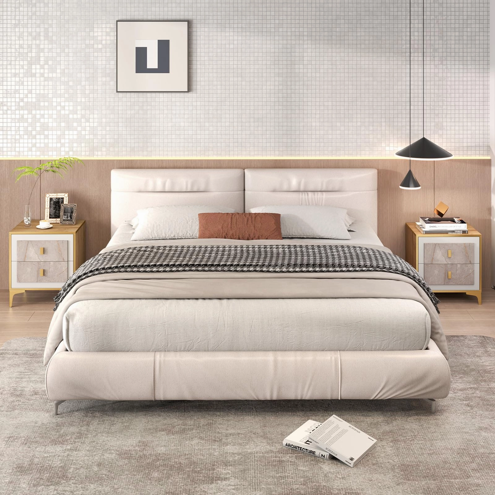 Giantex Modern Nightstand with 2 Drawers