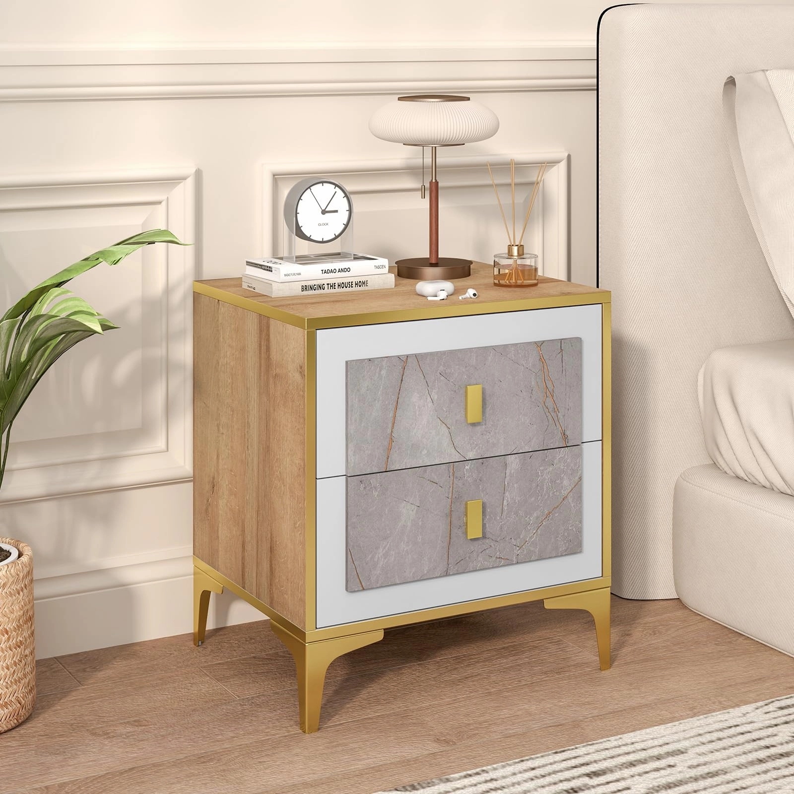 Giantex Modern Nightstand with 2 Drawers