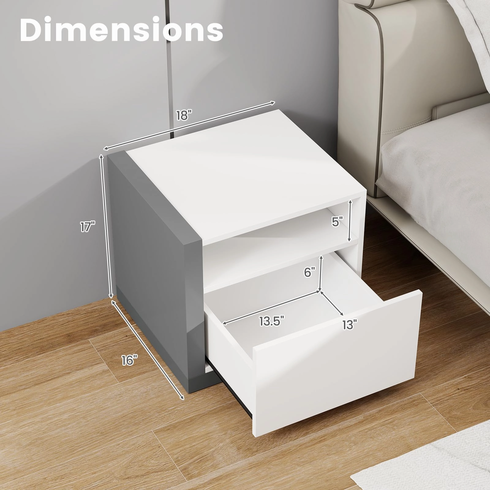 Giantex Modern Nightstand with Drawer