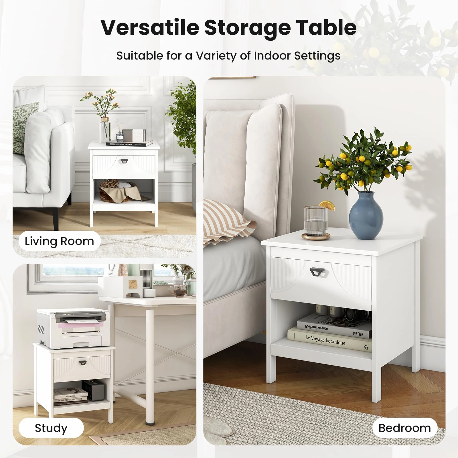 Giantex Modern Nightstand with Drawer for Bedroom Small Place