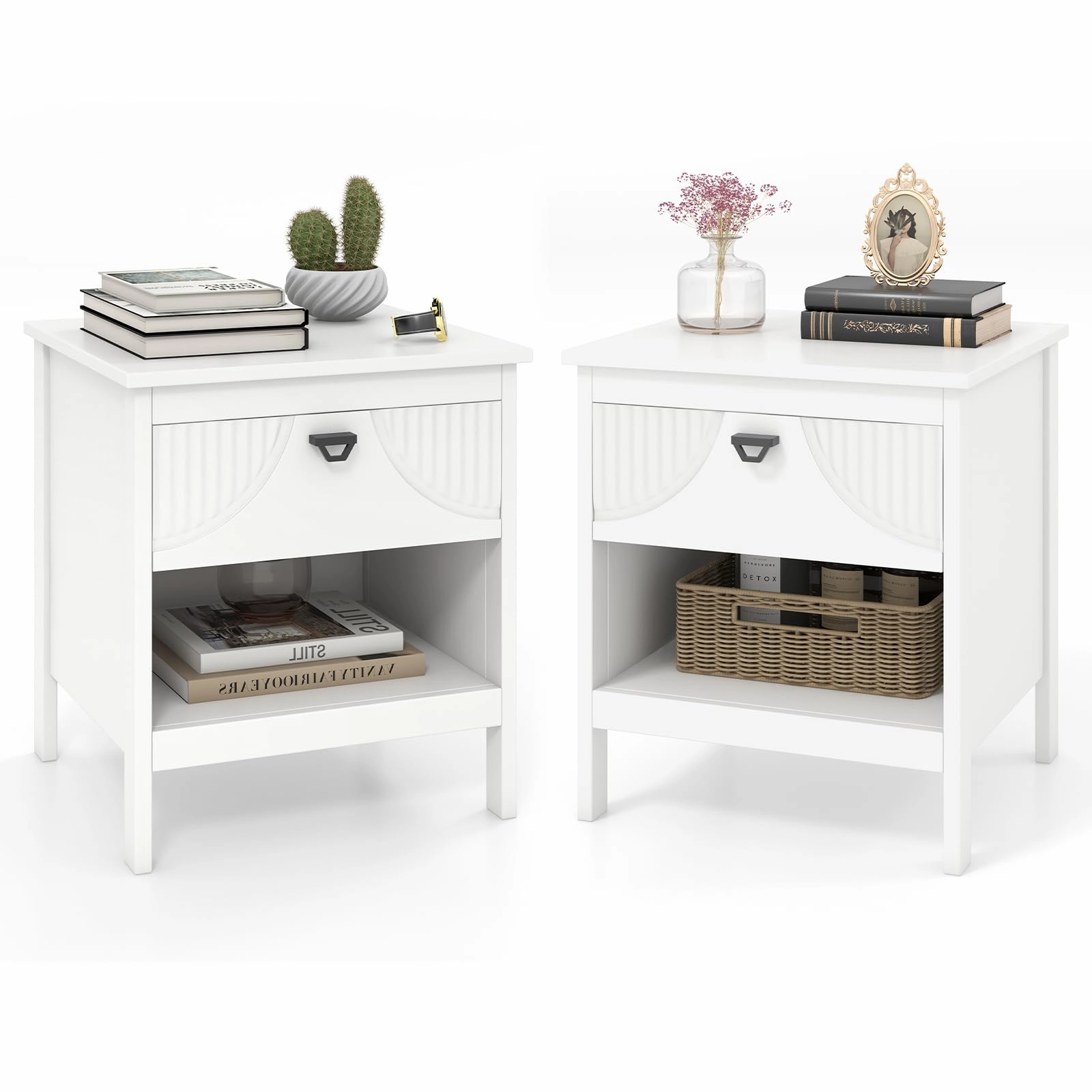 Giantex Modern Nightstand with Drawer for Bedroom Small Place