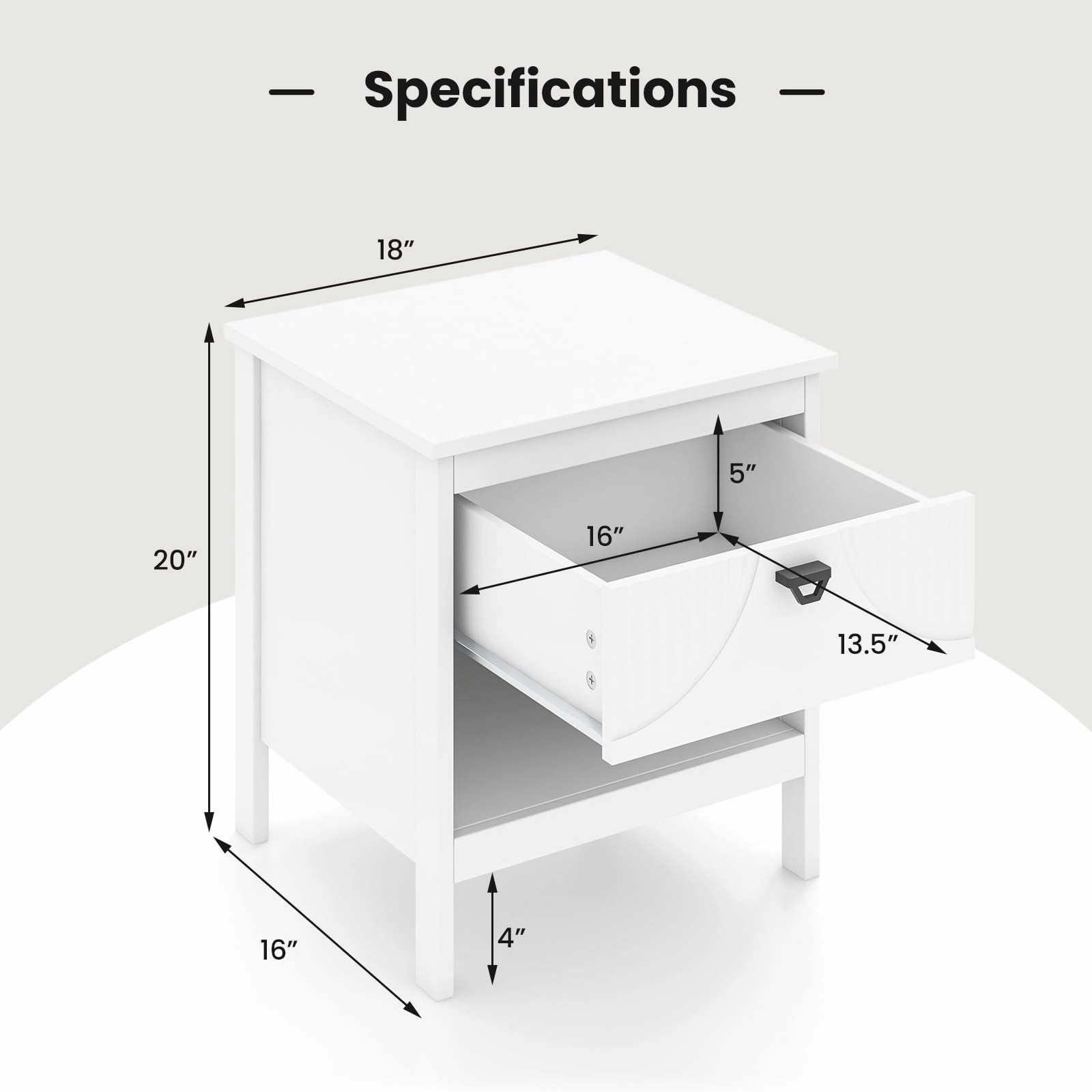 Giantex Modern Nightstand with Drawer for Bedroom Small Place