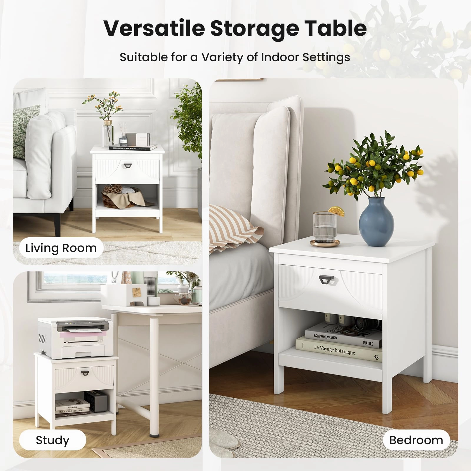 Giantex Modern Nightstand with Drawer for Bedroom Small Place