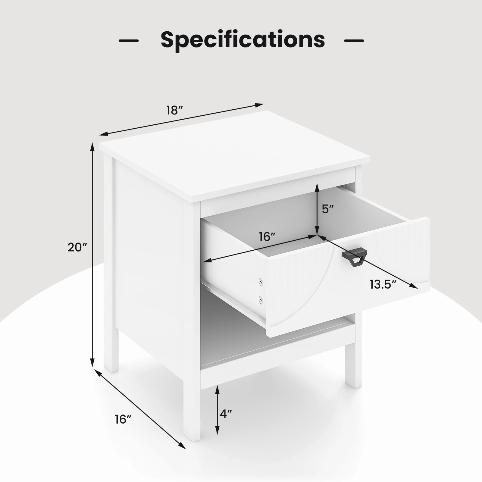 Giantex Modern Nightstand with Drawer for Bedroom Small Place