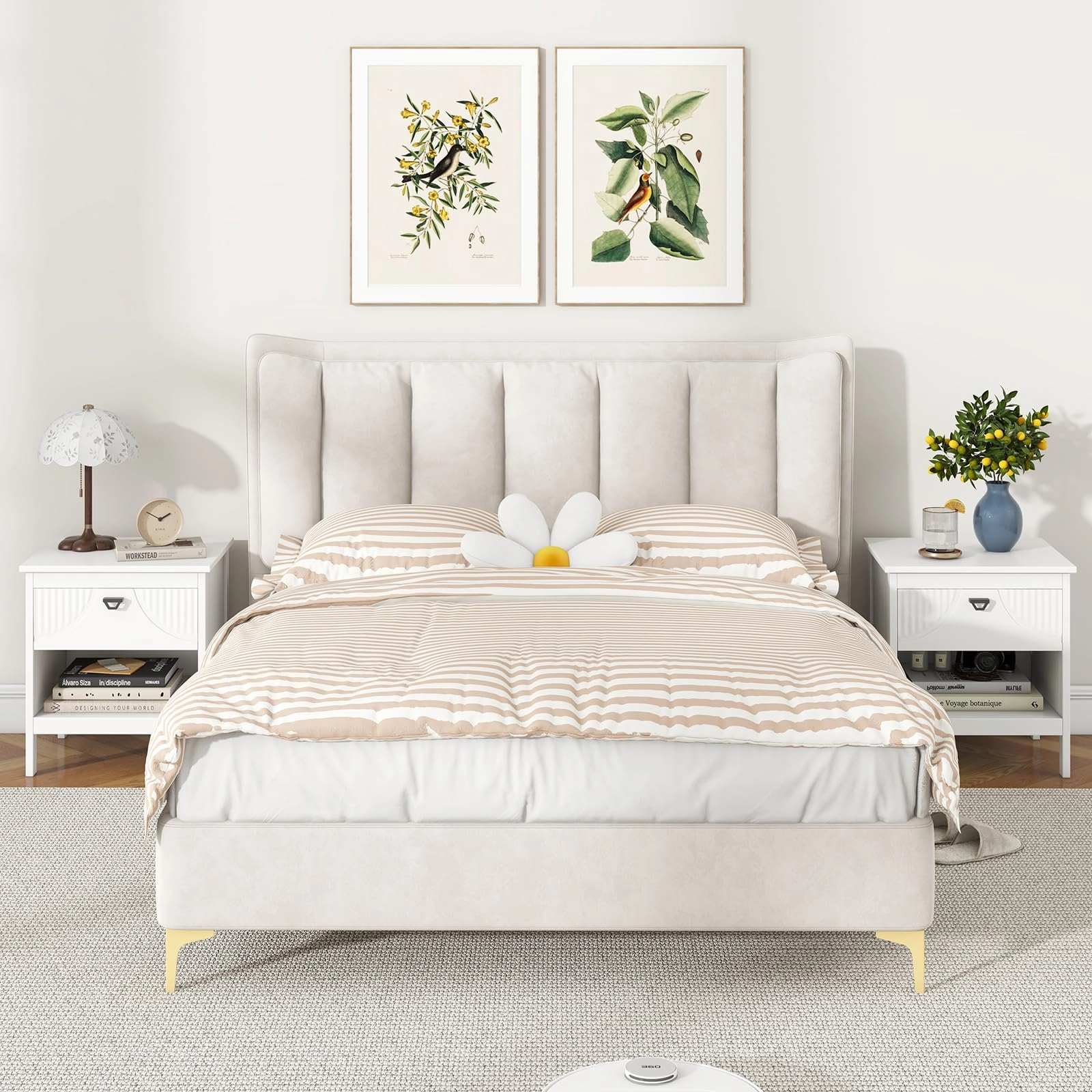 Giantex Modern Nightstand with Drawer for Bedroom Small Place