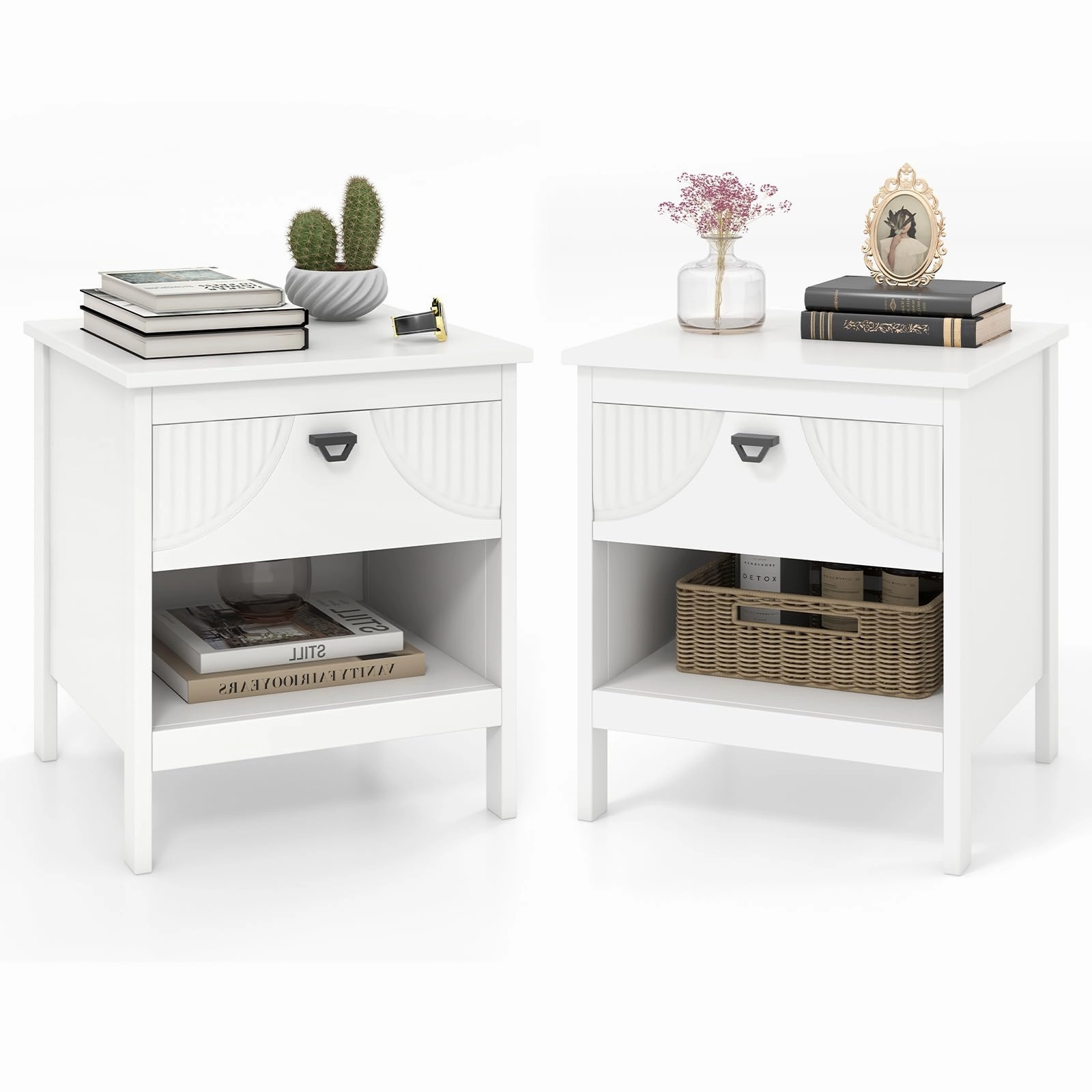 Giantex Modern Nightstand with Drawer for Bedroom Small Place