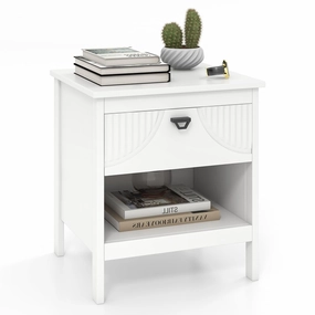 Giantex Modern Nightstand with Drawer for Bedroom Small Place throw pillow, fuzzy blanket