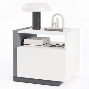 Giantex Modern Nightstand with Drawer throw pillow, fuzzy blanket