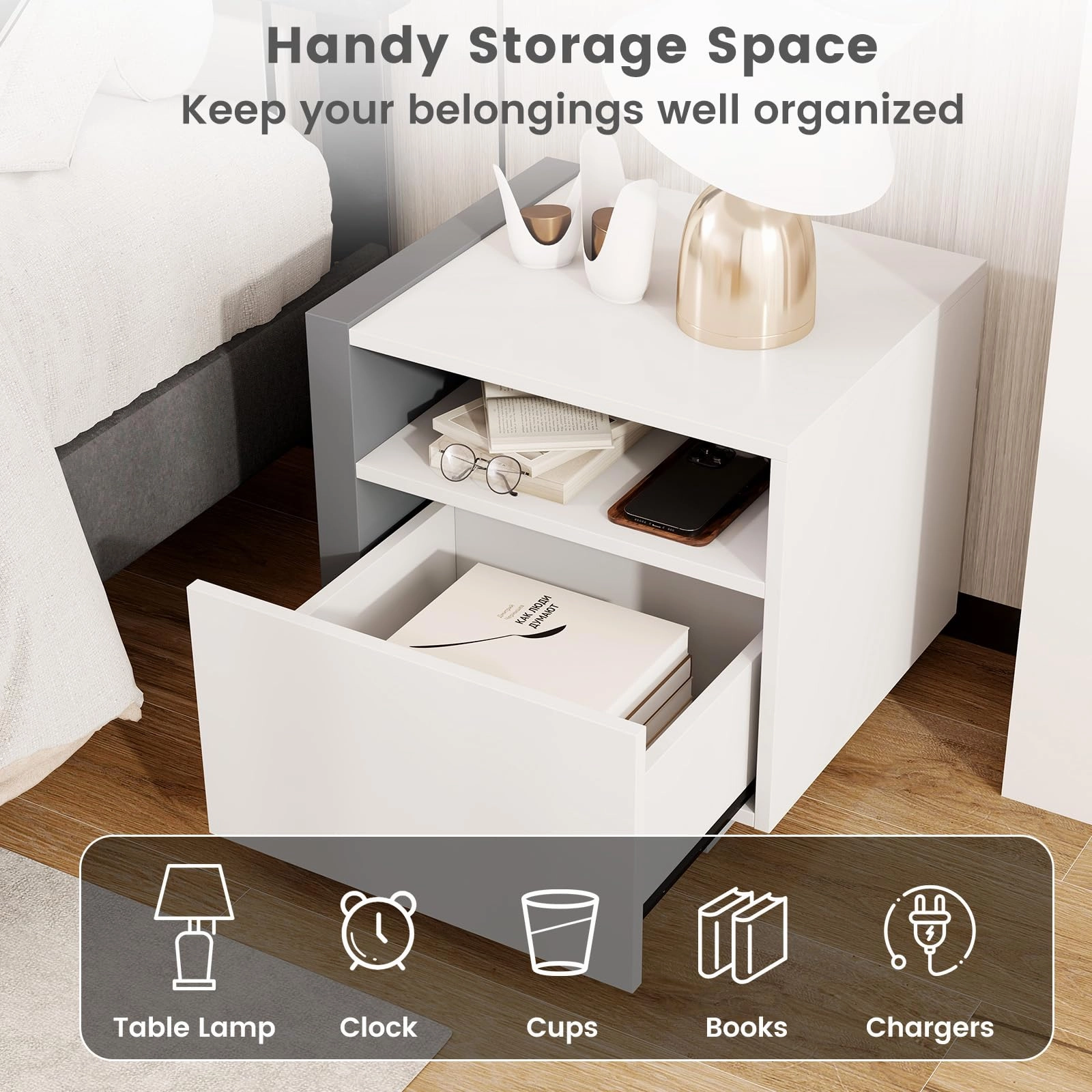 Giantex Modern Nightstand with Drawer