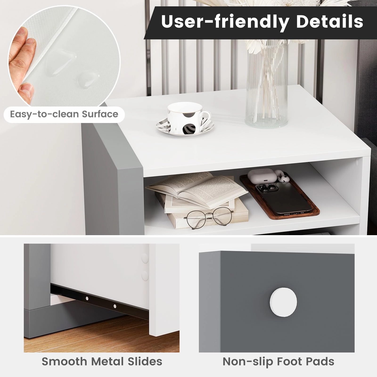 Giantex Modern Nightstand with Drawer