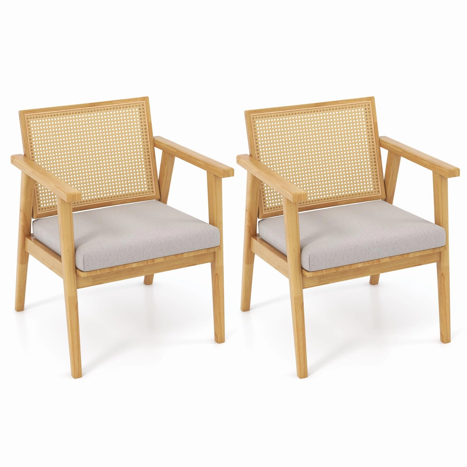 Giantex Modern Rattan Accent Chair Set of 2/4, Mid Century Accent Chairs w/Curved Backrest recliner chair, sleeper chair
