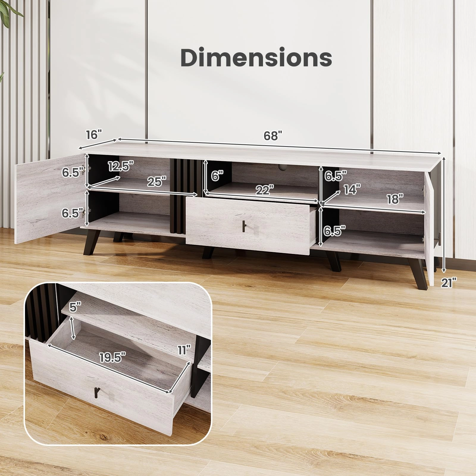 Giantex Modern TV Stand for 65-80 Inch TV