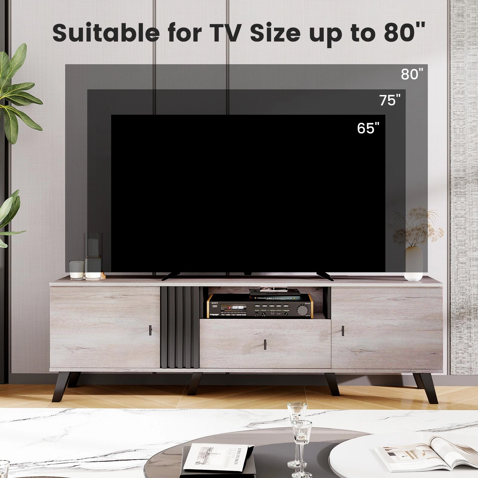 Giantex Modern TV Stand for 65-80 Inch TV