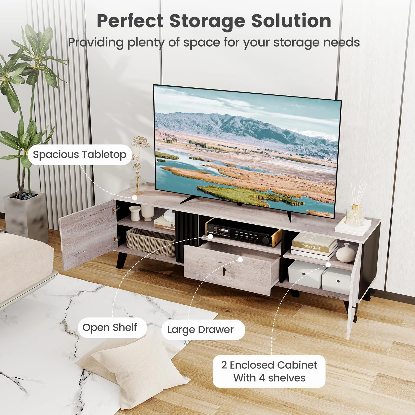 Giantex Modern TV Stand for 65-80 Inch TV