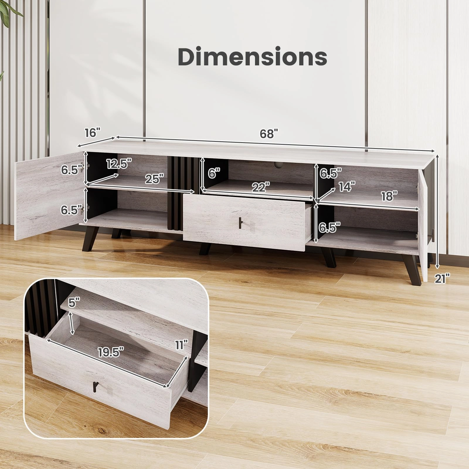 Giantex Modern TV Stand for 65-80 Inch TV
