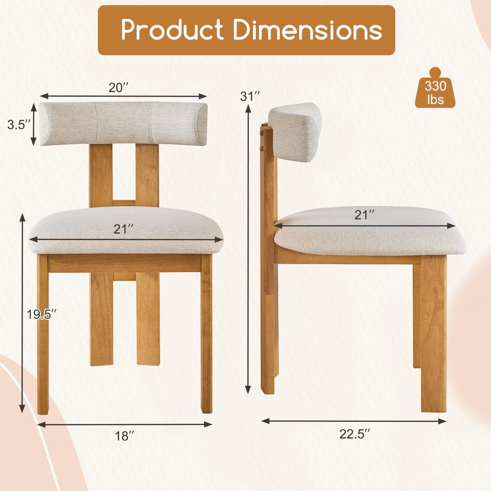 Giantex Modern Upholstered Accent Side Chairs with Curved Backrest