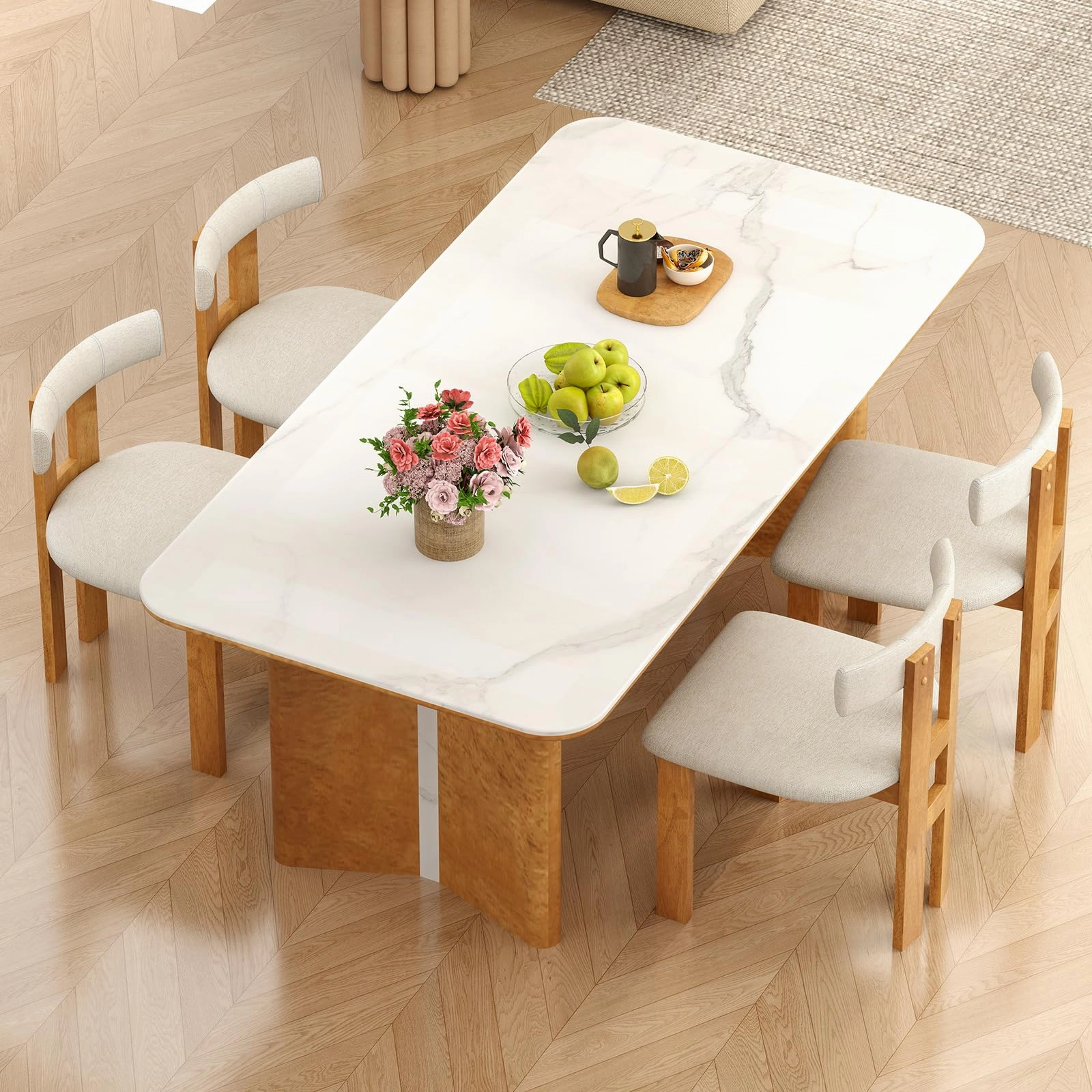 Giantex Modern Upholstered Accent Side Chairs with Curved Backrest