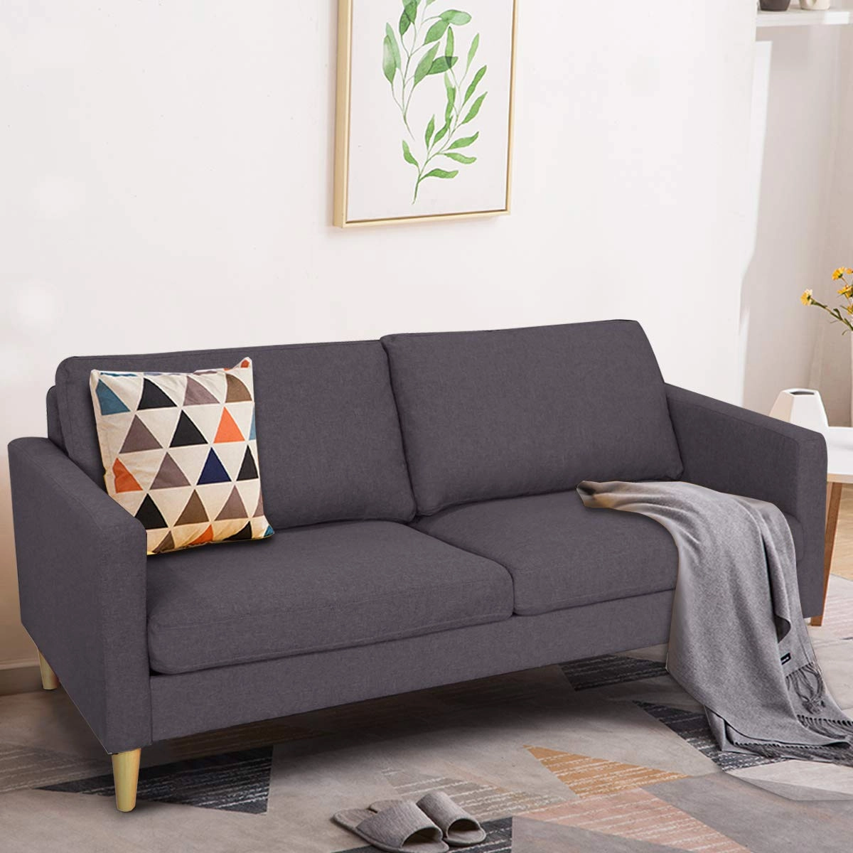 Giantex Modern Upholstered Accent Sofa, Fabric Futon Sofa Bed