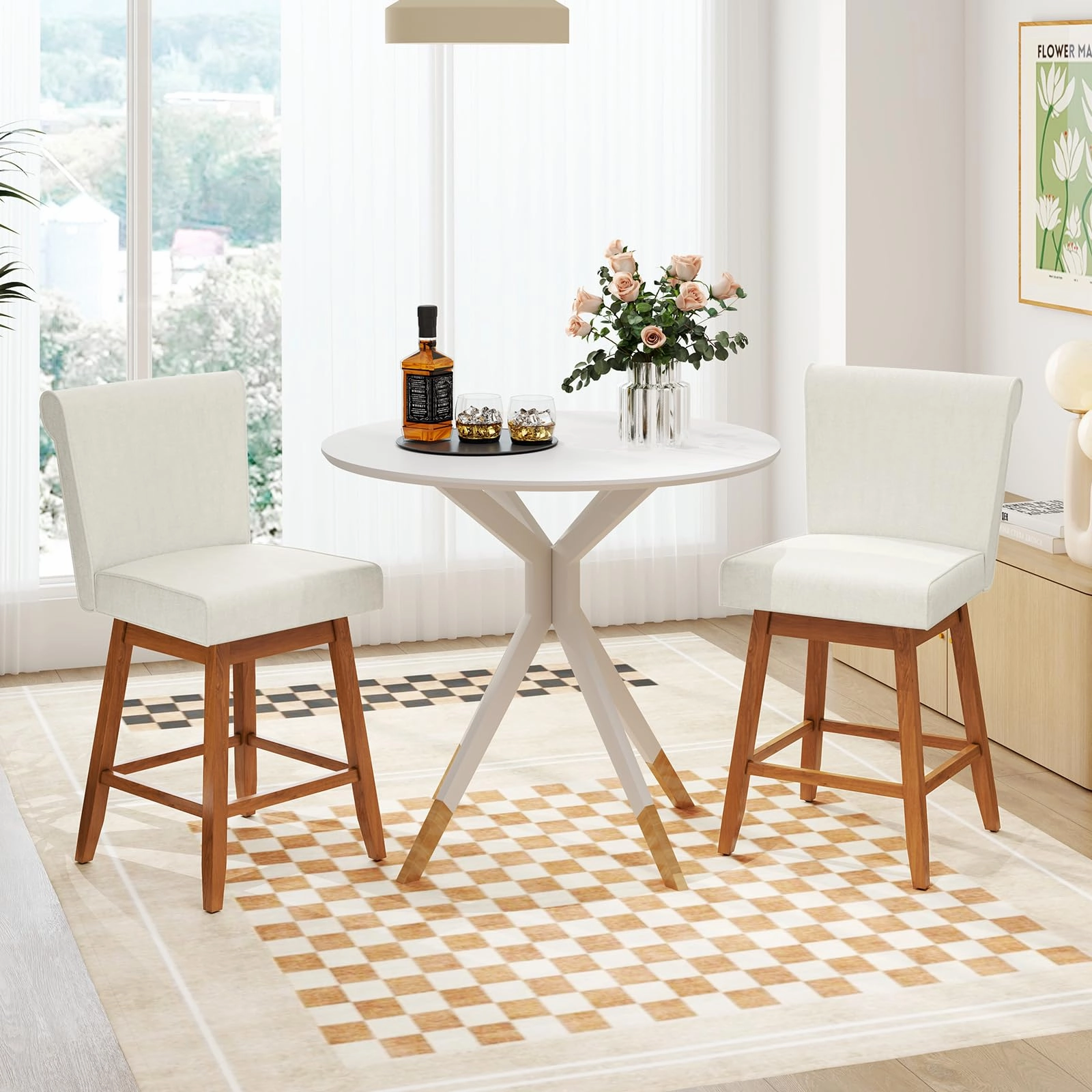 Giantex Modern Upholstered Bar Stools Set