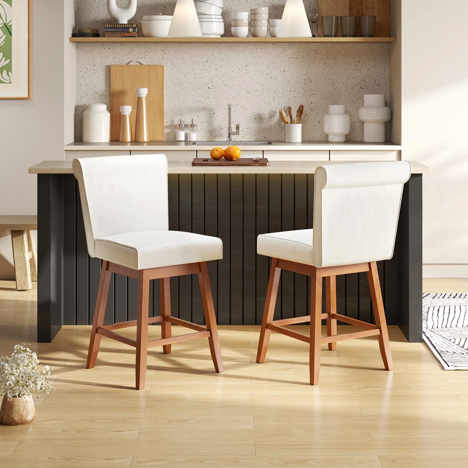 Giantex Modern Upholstered Bar Stools Set