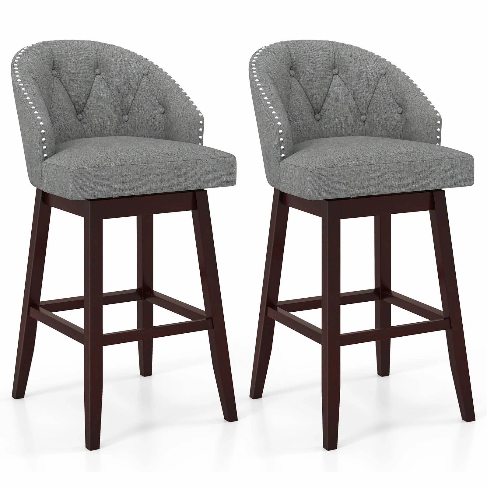 Giantex Modern Upholstered Bar Stools Set of 2/4, 31" Bar Height Swivel Kitchen Stools w/Button-Tufted Back kitchen towel, placemats