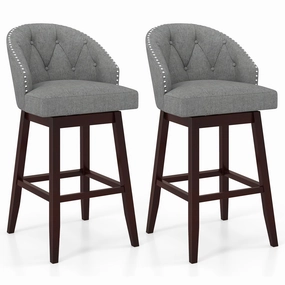 Giantex Modern Upholstered Bar Stools Set of 2/4, 31" Bar Height Swivel Kitchen Stools w/Button-Tufted Back kitchen towel, placemats