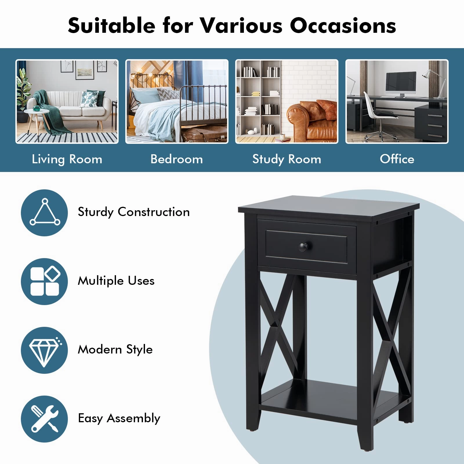 Giantex Modern X-Design Nightstand