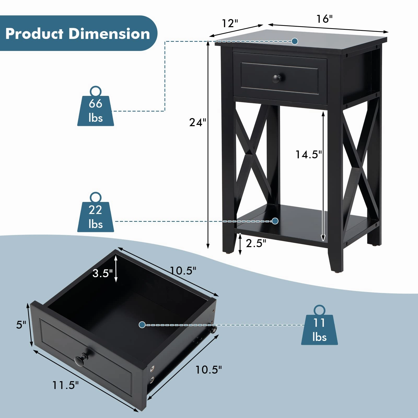 Giantex Modern X-Design Nightstand