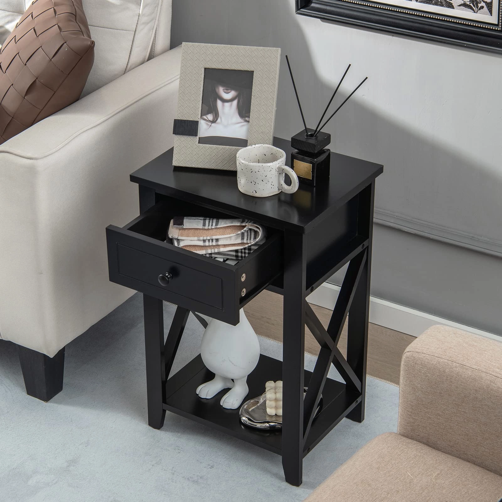 Giantex Modern X-Design Nightstand