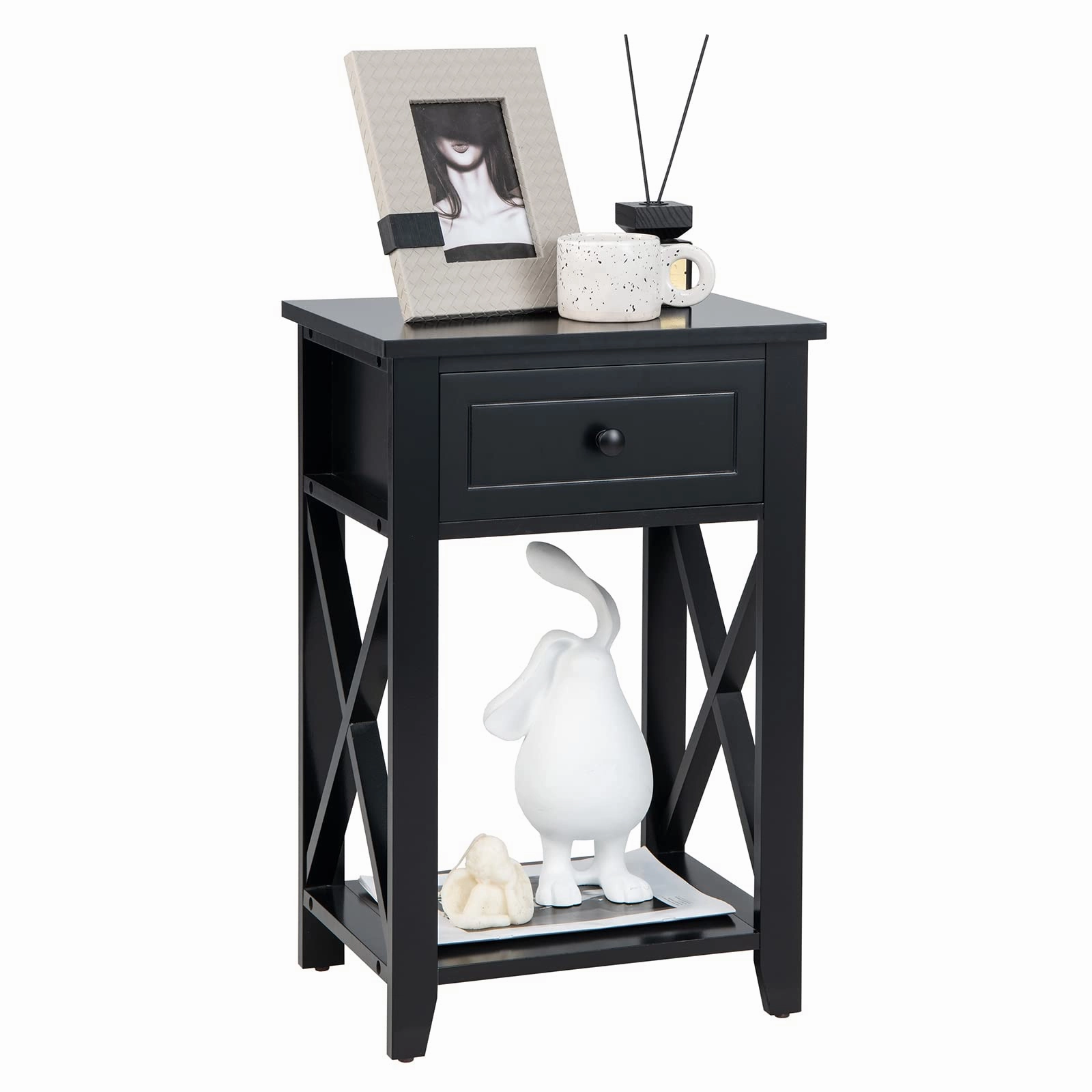 Giantex Modern X-Design Nightstand entry bench, mudroom storage