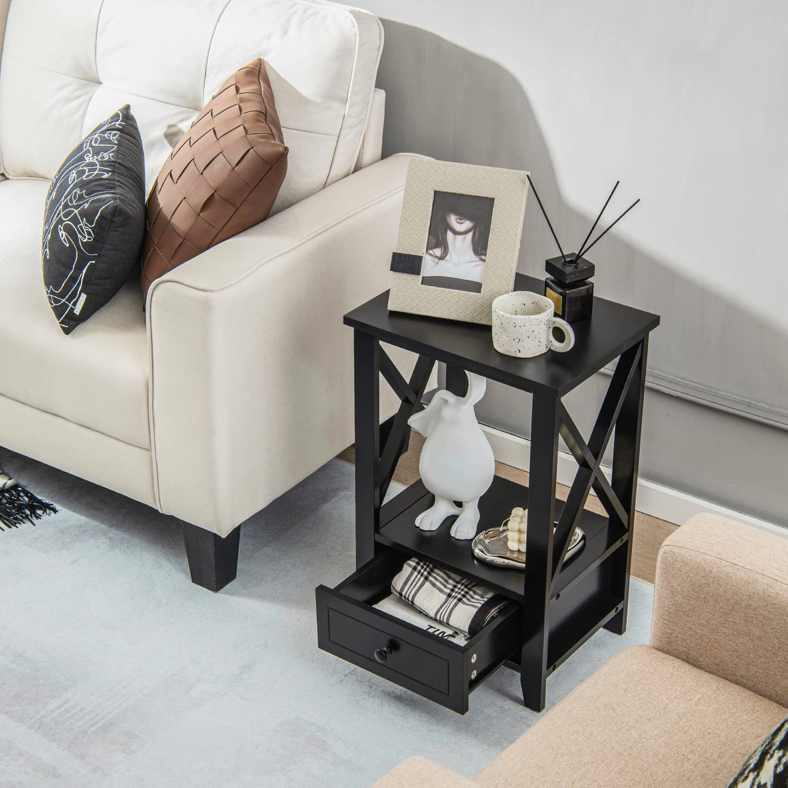 Giantex Modern X-Design Nightstand Set