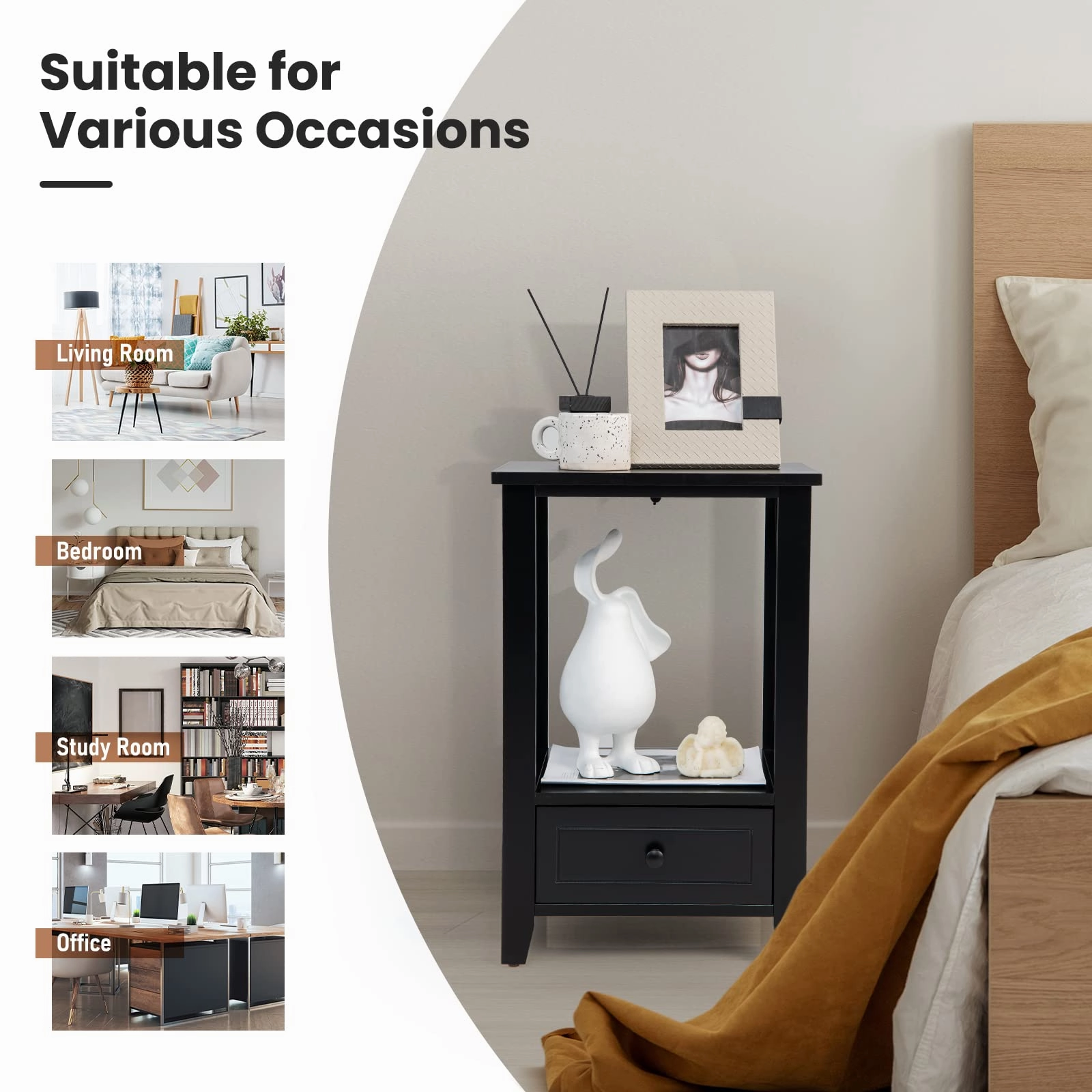 Giantex Modern X-Design Nightstand Set