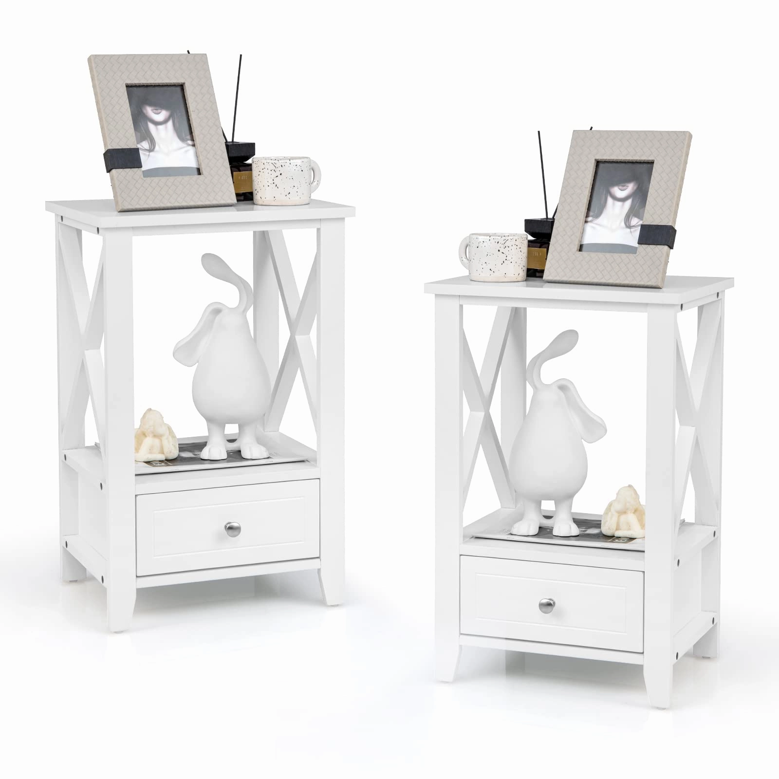 Giantex Modern X-Design Nightstand Set