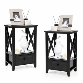 Giantex Modern X-Design Nightstand Set entry bench, mudroom storage