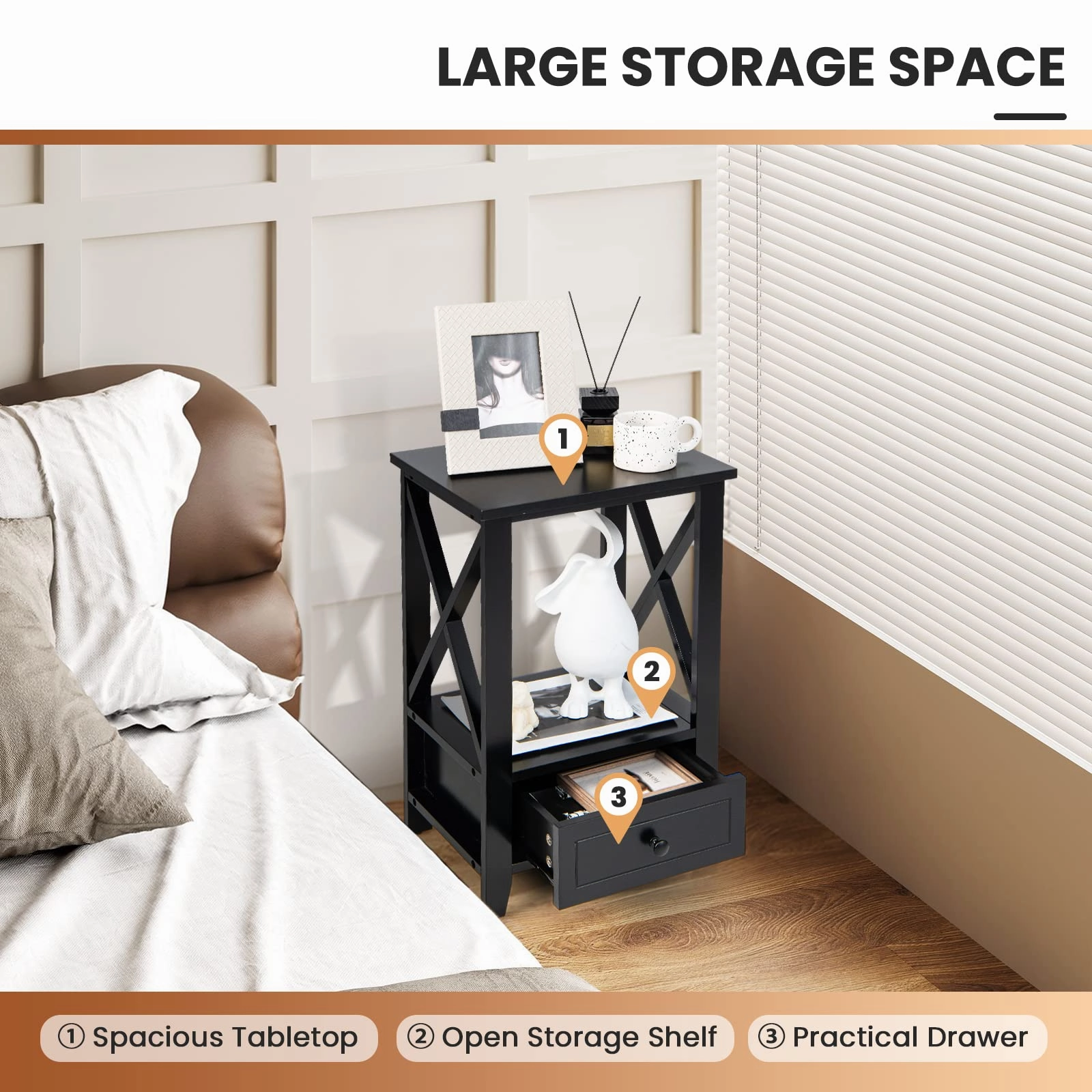 Giantex Modern X-Design Nightstand Set