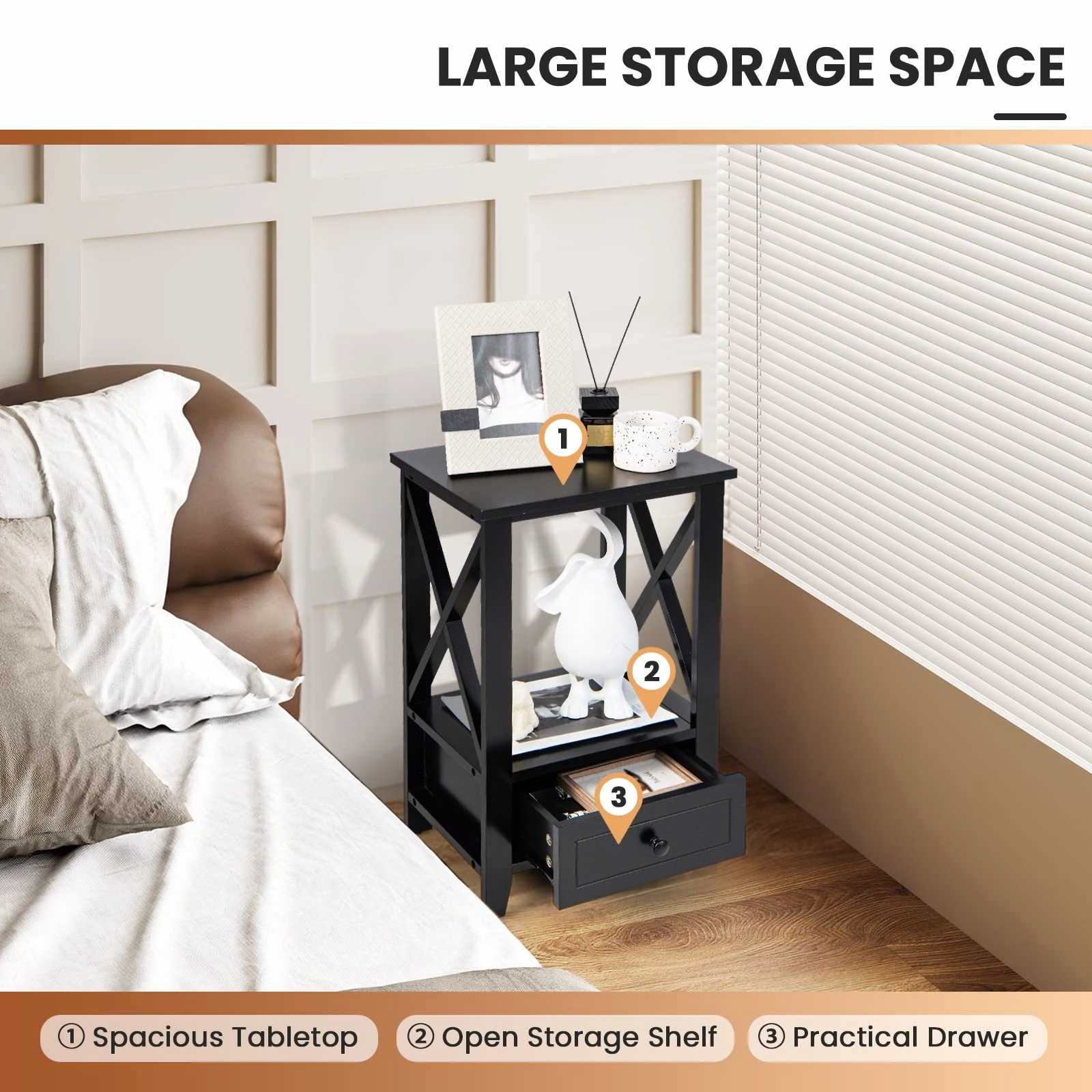 Giantex Modern X-Design Nightstand Set