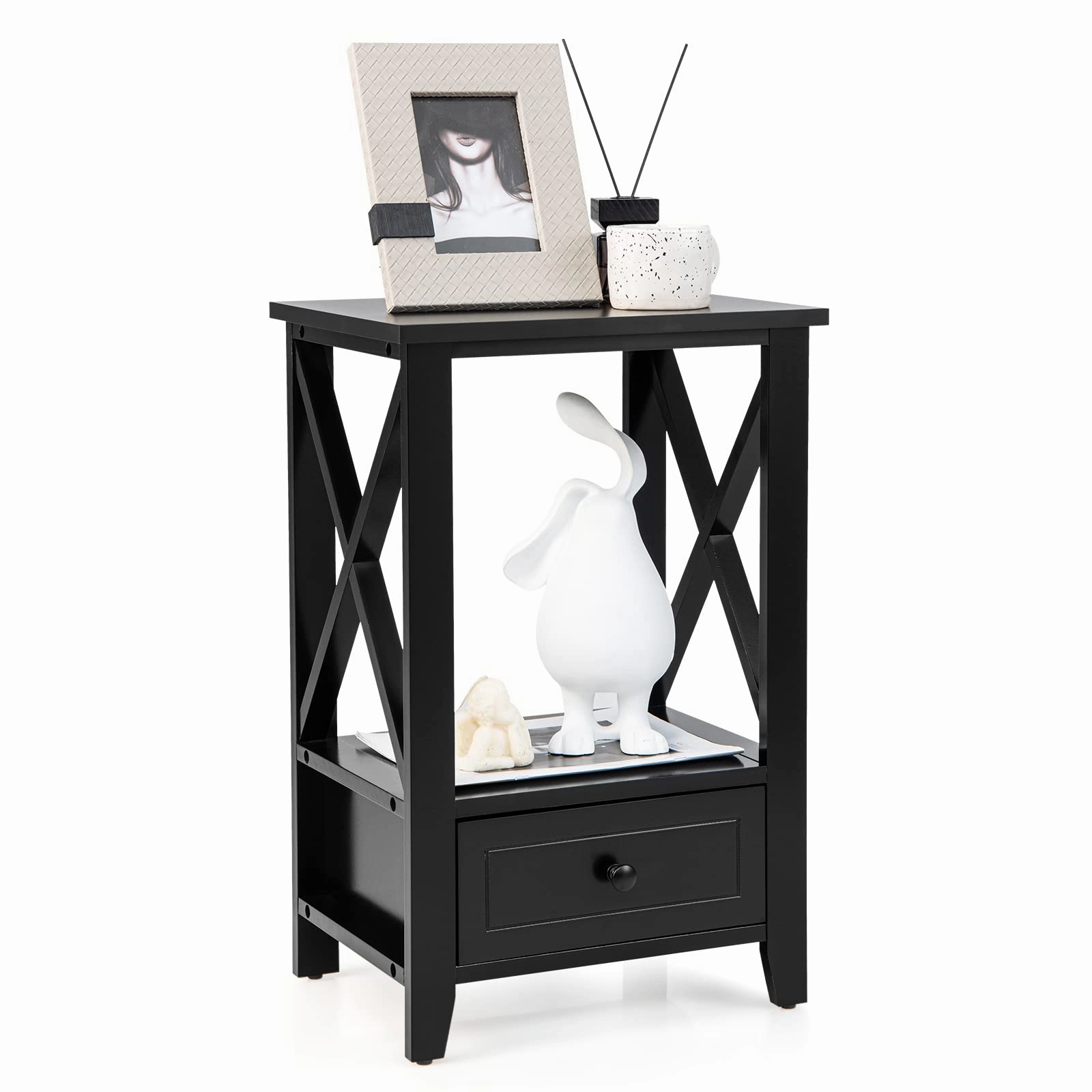Giantex Modern X-Design Nightstand Set