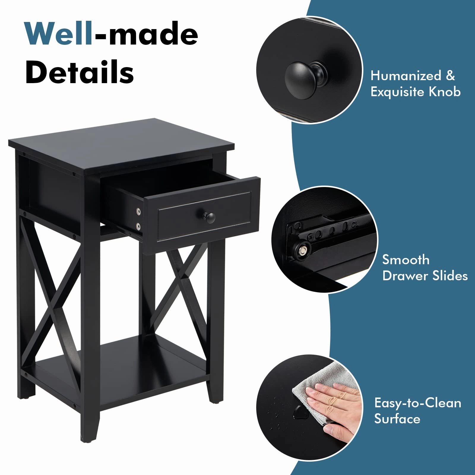 Giantex Modern X-Design Nightstand