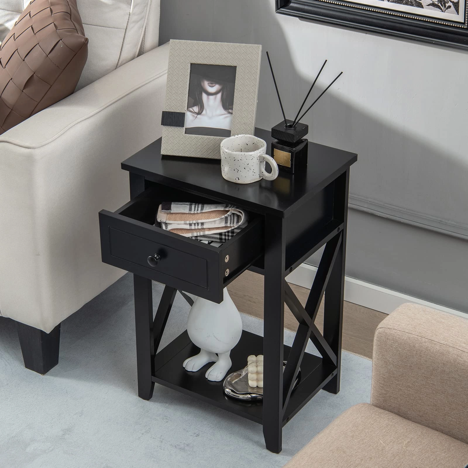 Giantex Modern X-Design Nightstand