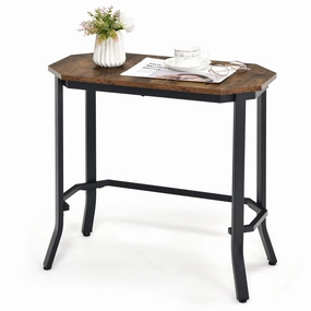 Giantex Narrow End Table w/Rustic Wood Grain & Stable Steel Frame, 25.5"x12.5"x24.5" Rustic Brown entry bench, mudroom storage