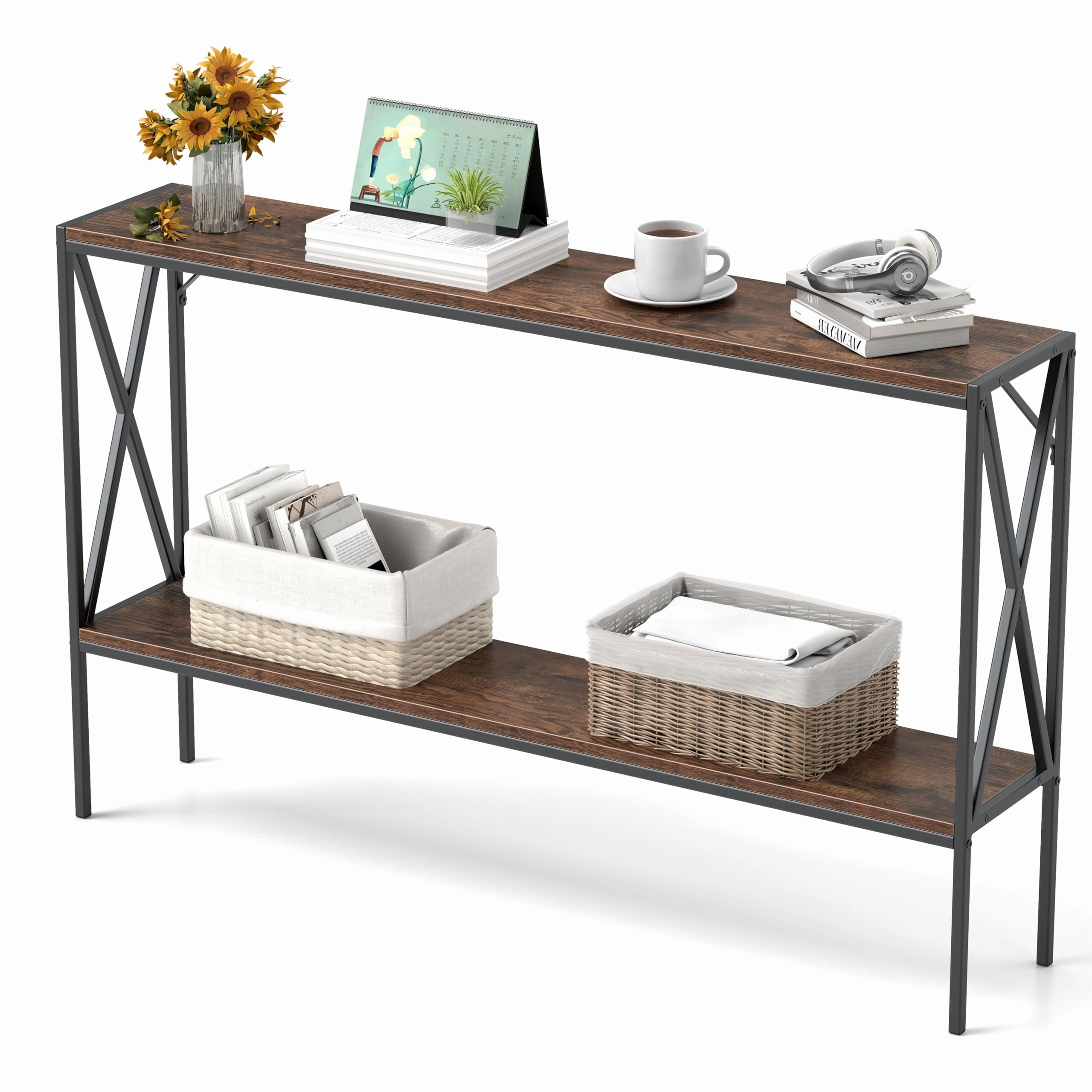 Giantex Narrow Entryway Table with Storage Shelf cowhide rug, animal hide rug