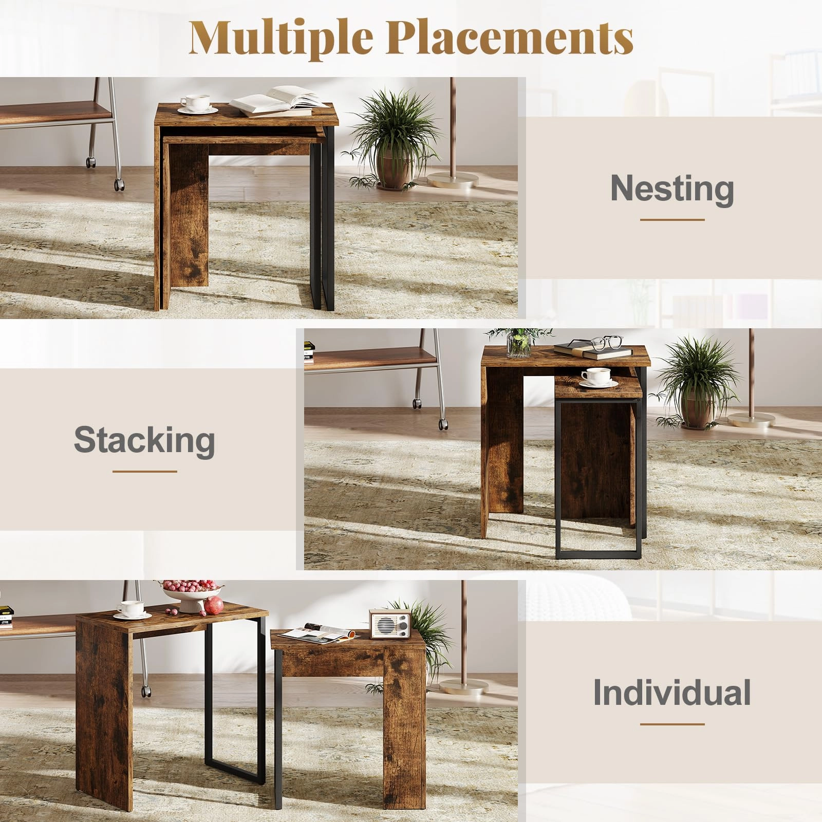 Giantex Nesting Coffee Table Set of 2 for Living Room