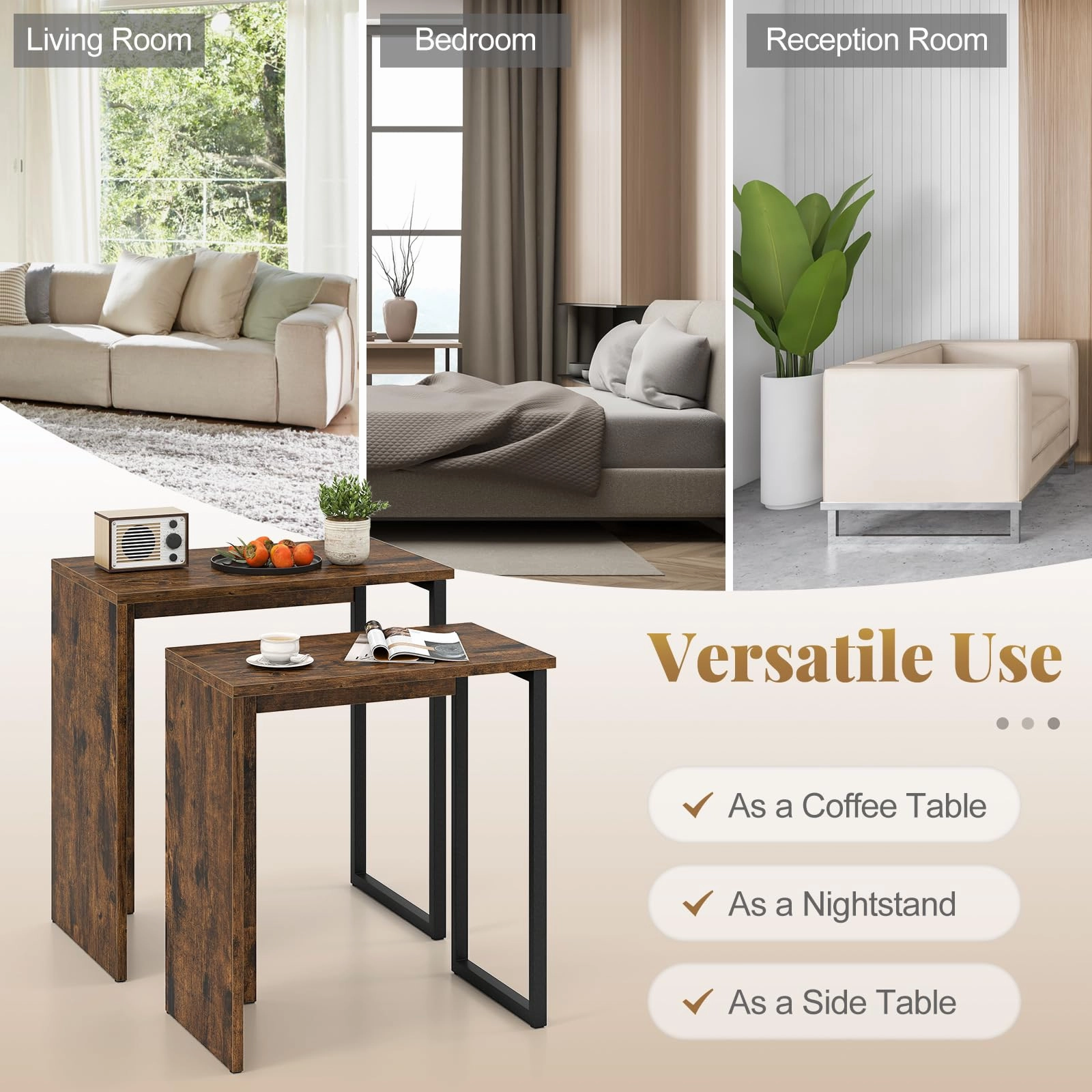 Giantex Nesting Coffee Table Set of 2 for Living Room