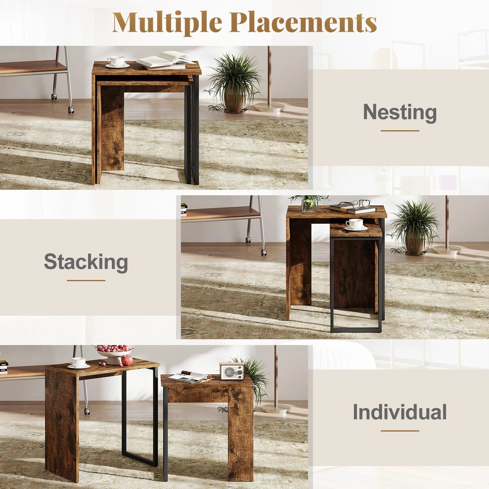 Giantex Nesting Coffee Table Set of 2 for Living Room