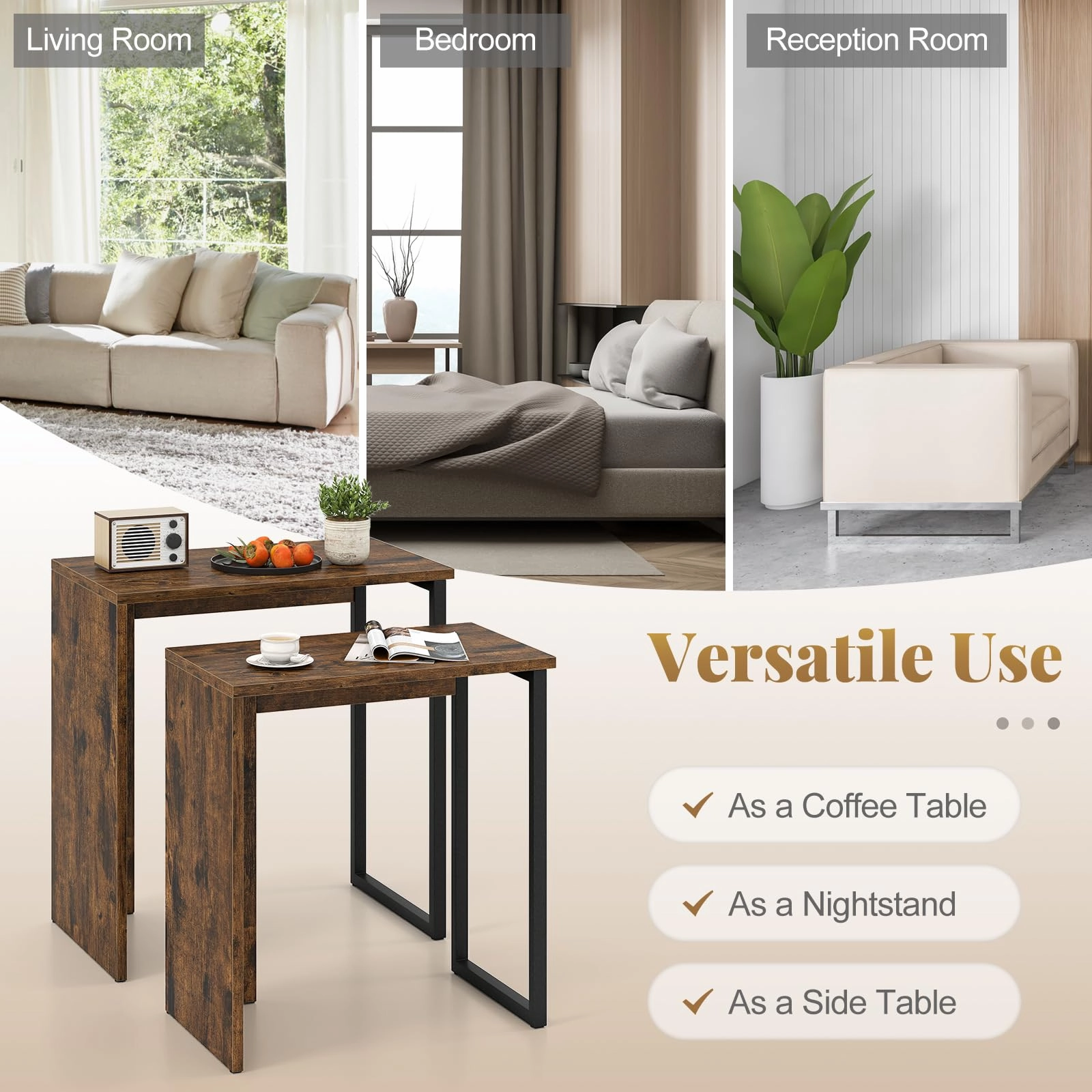 Giantex Nesting Coffee Table Set of 2 for Living Room