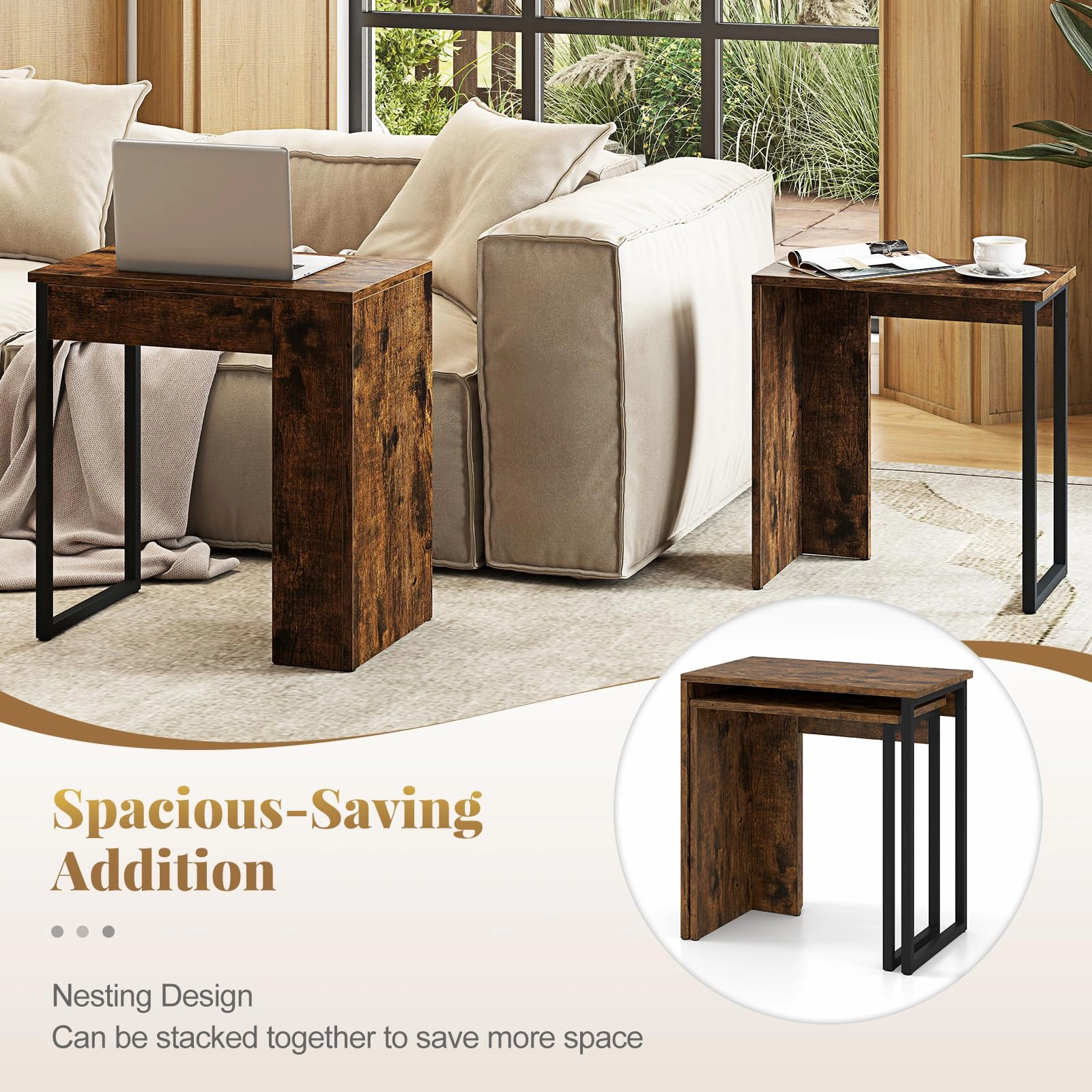 Giantex Nesting Coffee Table Set of 2 for Living Room