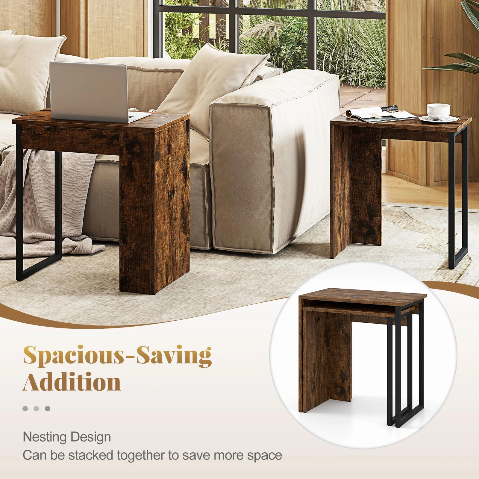 Giantex Nesting Coffee Table Set of 2 for Living Room